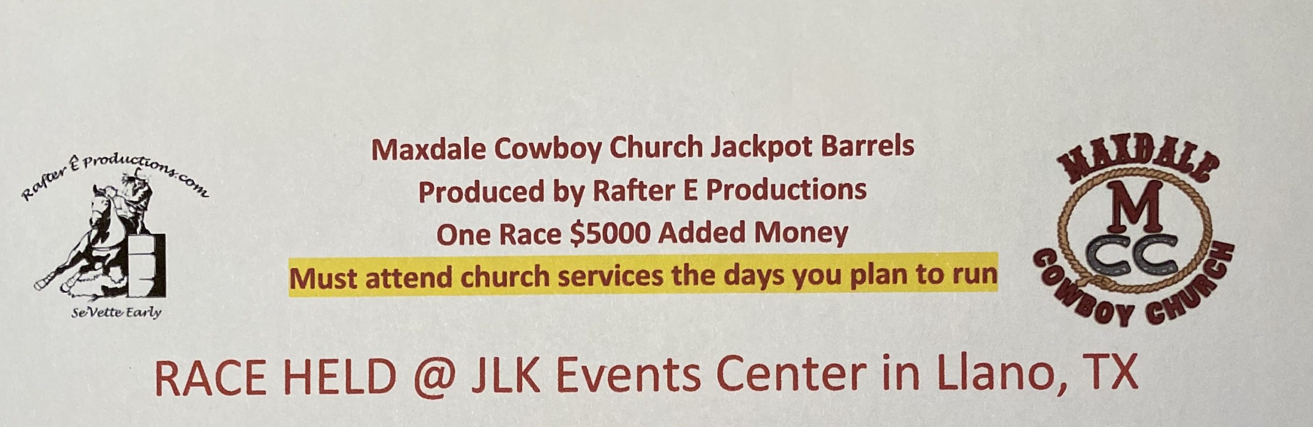 Maxdale Cowboy Church $5000 Added - Ebarrelracing.com