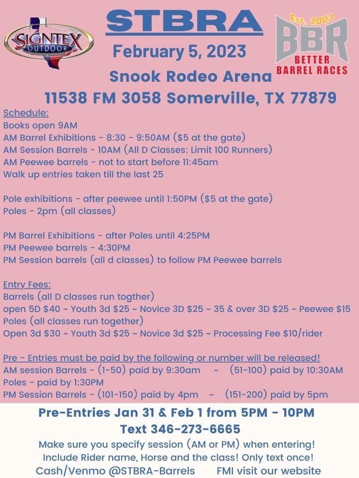 STBRA Snook Arena – Ebarrelracing.com